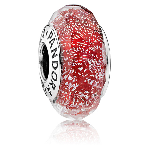 Red Shimmer Faceted Murano Glass Charm