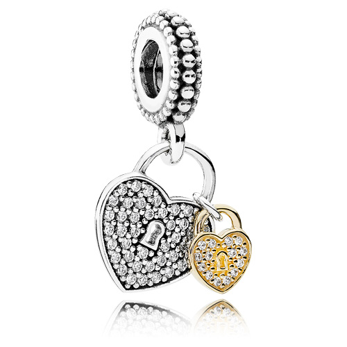 Pandora Love Locks Charm with Clear Zirconia :: 14K Gold & Sterling