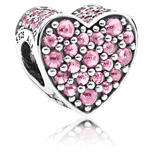 Pink Dazzling Heart Charm