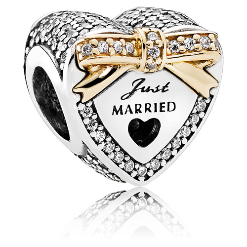 Just Married Wedding Heart Charm