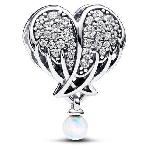 Sparkling Angel Wings and Heart Charm