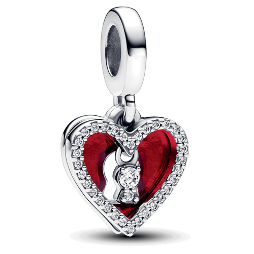 Red Heart and Keyhole Double Dangle from Pandora Jewelry.  Item: 793119C01