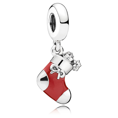 Christmas Stocking Charm Enamel Color Sterling Silver Christmas Stocking Charm Enamel Color Sterling Silver