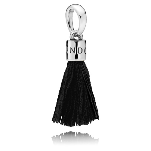 Retired Pandora Black Fabric Tassel Dangle :: Compose
