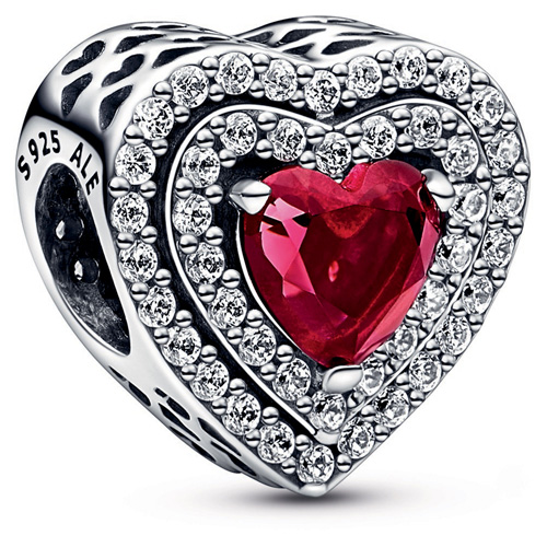 Pandora Sparkling Heart Charm :: Gems with Sterling Silver :: Authorized Online