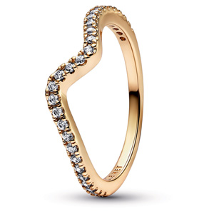 Gold Sparkling Wave Ring