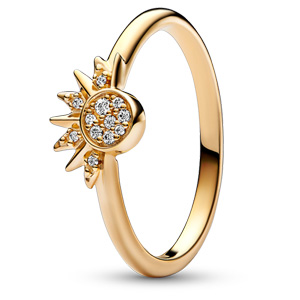 Gold Celestial Sparkling Sun Ring