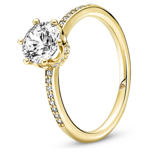 Clear Sparkling Crown Solitaire Ring