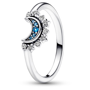Celestial Blue Sparkling Moon Ring