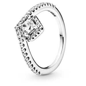 Square Sparkle Wishbone Ring
