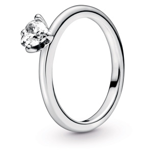 Clear Heart Solitaire Ring