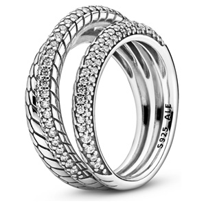 Triple Band Snake Chain Pattern Ring