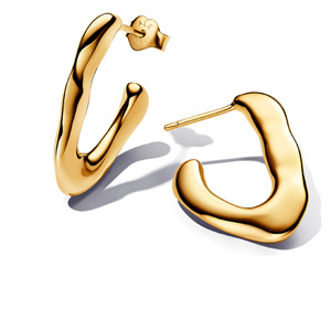 Gold Organically V-shaped Open Hoop Earrings