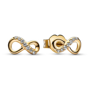 Gold Sparkling Infinity Stud Earrings
