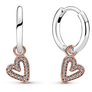 Rose Sparkling Freehand Heart Hoop Earrings