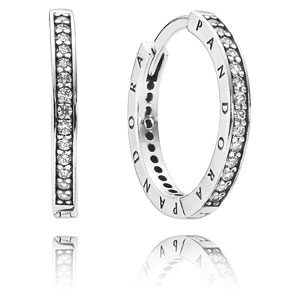 Pandora Signature Earrings Hoops with Zirconia