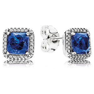 Timeless Elegance Stud Earrings with Blue Crystal