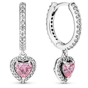 Sparkling Halo Heart Hoop Earrings