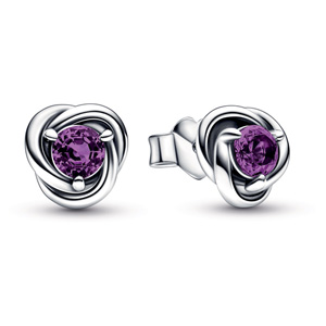 Purple Eternity Circle Stud Earrings