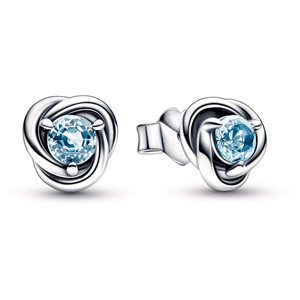 Aqua Blue Eternity Circle Stud Earrings