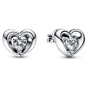 Radiant Heart and Floating Stone Stud Earrings