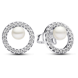 Freshwater Pearl and Pave Halo Stud Earrings