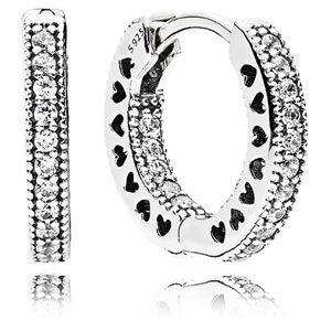 Pandora Heart Charm Hoop Earrings :: Earring Stories 292236C00