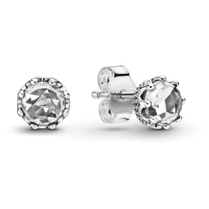 Clear Sparkling Crown Stud Earrings