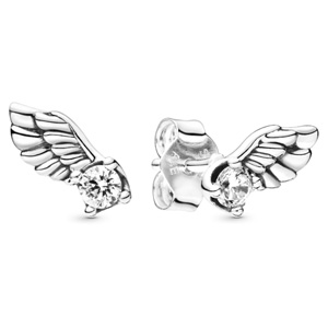 Sparkling Angel Wing Stud Earrings