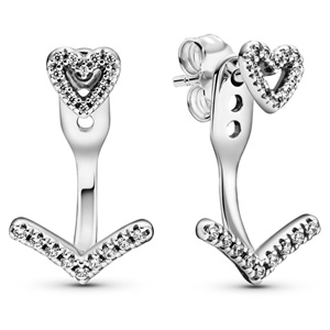 Sparkling Wishbone Heart Stud Earrings