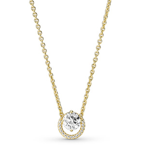 Sparkling Round Halo Pendant Necklace