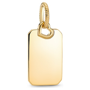 Gold Engravable Rectangle Tag Pendant