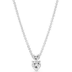 Double Heart Pendant Sparkling Necklace