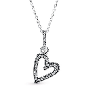 Sparkling Freehand Heart Pendant Necklace