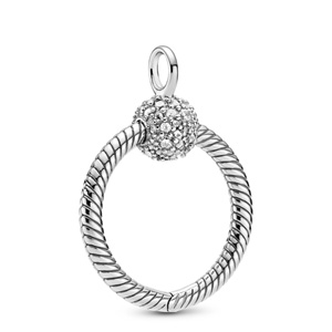 Silver Small O Charm Carrier with Clear Zirconia