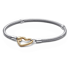 Snake Chain Bracelet with Gold Heart Closure