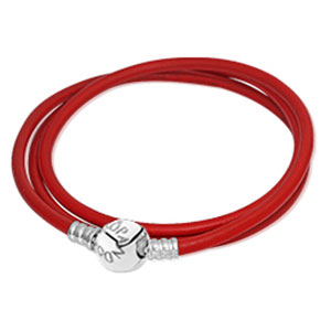 Retired Pandora Energy Red Smooth Triple Leather Bracelet Energy Red Smooth Triple Leather Bracelet