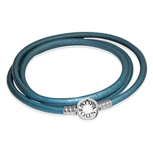 Retired Pandora Balance Teal Smooth Triple Leather Bracelet Balance Teal Smooth Triple Leather Bracelet