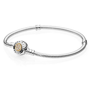 Pandora Sterling Silver Signature Bracelet With 14k Gold Clasp Sterling Silver Signature Bracelet With 14k Gold Clasp