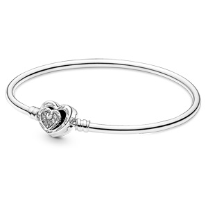 Entwined Infinite Hearts Clasp Bangle
