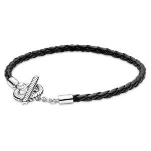 Braided Leather T-Bar Bracelet