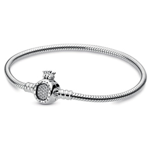 Sterling Silver Bracelet with O Crown Clasp