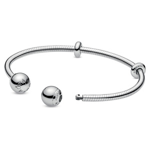 Sterling Silver Snake Chain Style Open Bangle
