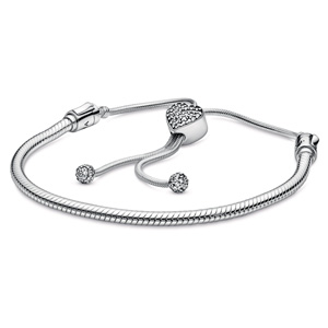 Pave Heart Sliding Bolo Bracelet