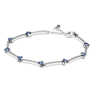Sparkling Pave Bars Bracelet with Blue Crystal