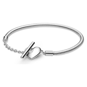 Engravable Heart T-Bar Snake Chain Bracelet