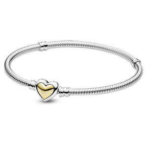 Domed Golden Heart Clasp Snake Chain Bracelet