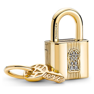 Gold Padlock and Key Dangle