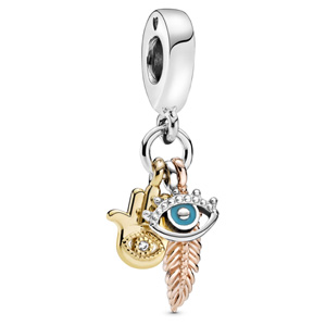 Hamsa Hand, Eye and Feather Dangle