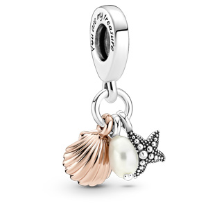 Rose Pearl, Starfish and Shell Dangle
